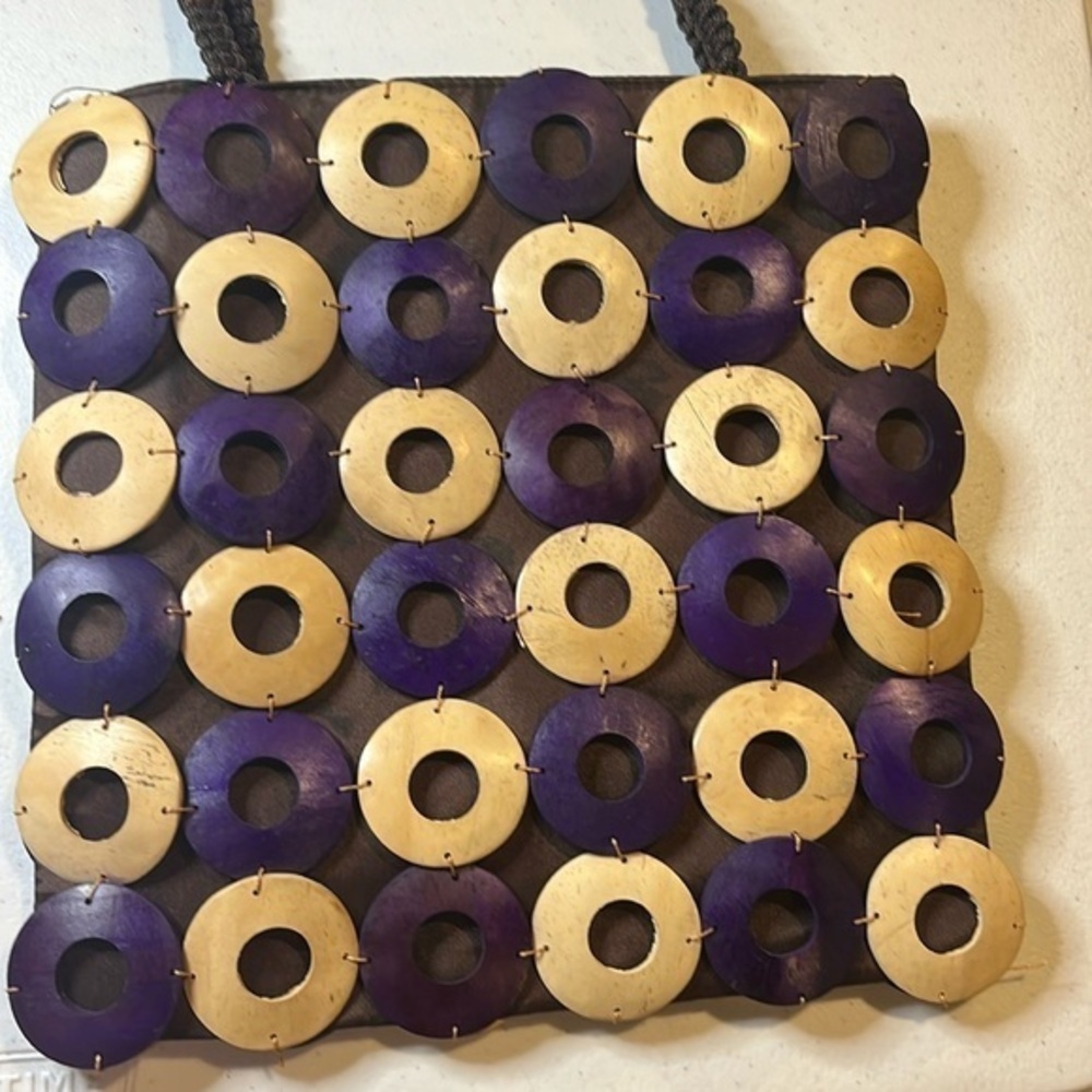 Cute purse! Purple and tan with woven straps!